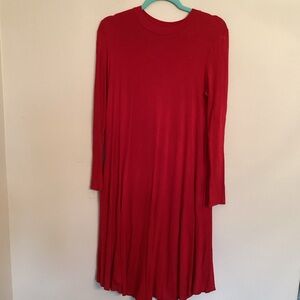 Reborn Vibrant Scarlet Long Sleeve Dress pockets Medium